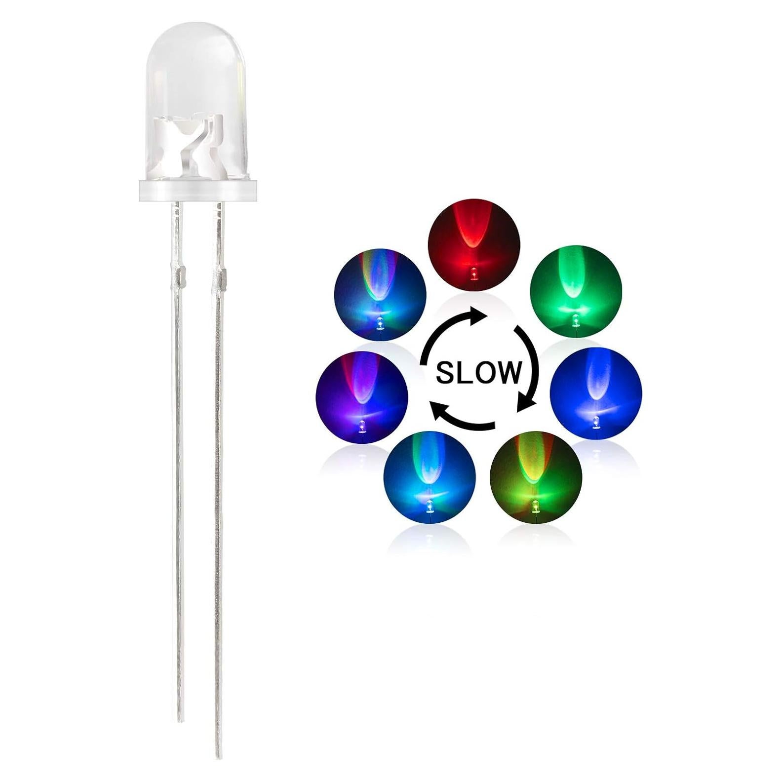 Diodos LED RGB 5mm DiCUNO 100pcs Parpadeo Lento 32g