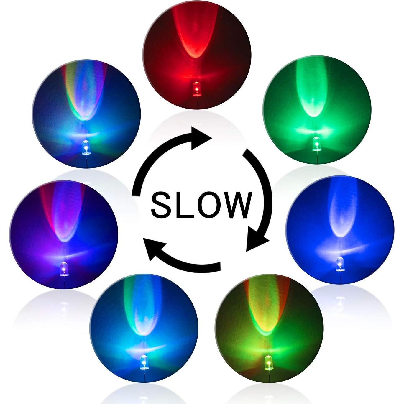 Diodos LED RGB 5mm DiCUNO 100pcs Parpadeo Lento 32g