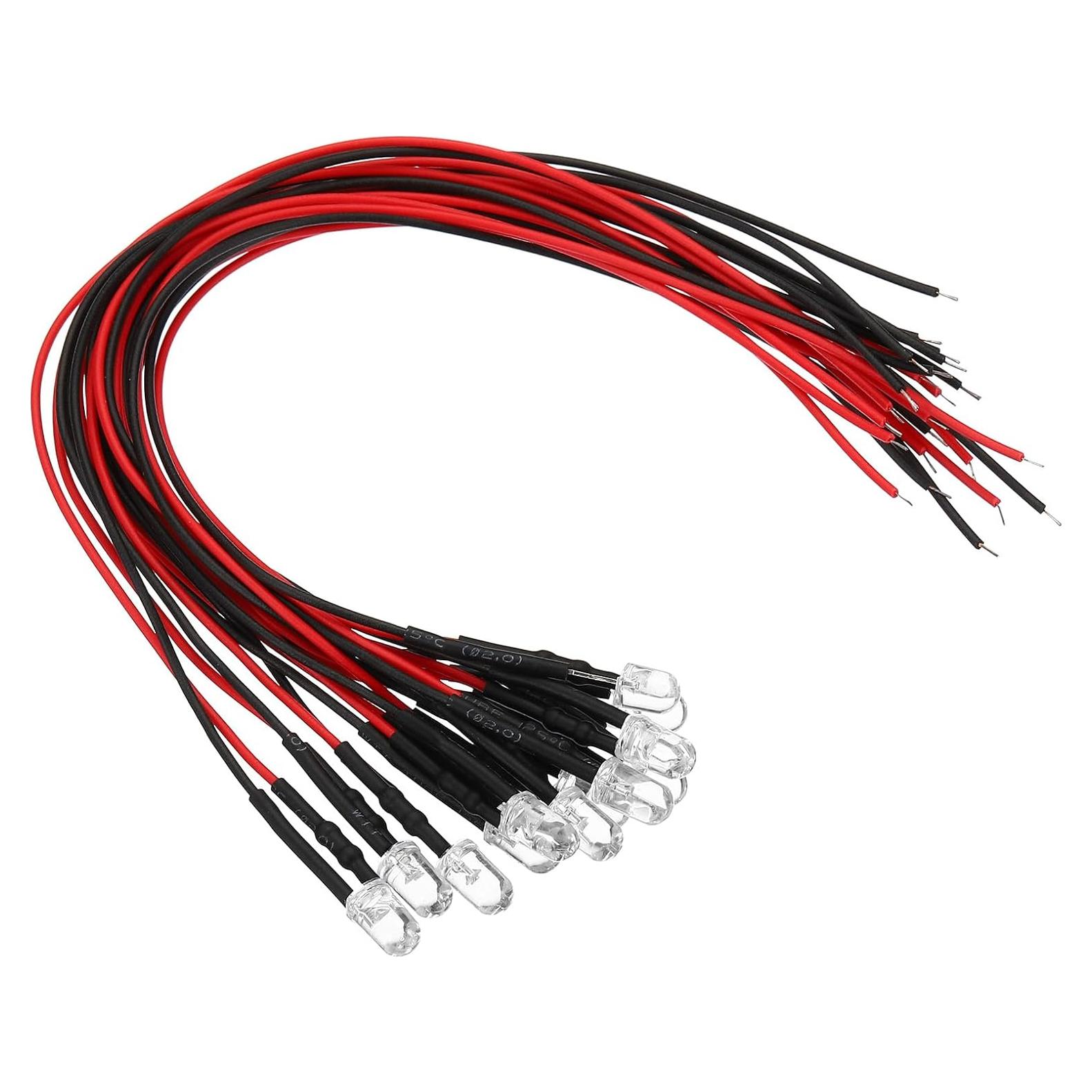 Diodos LED Rojo PATIKIL 5mm 12 Pcs 3V-6V Pre Cableados