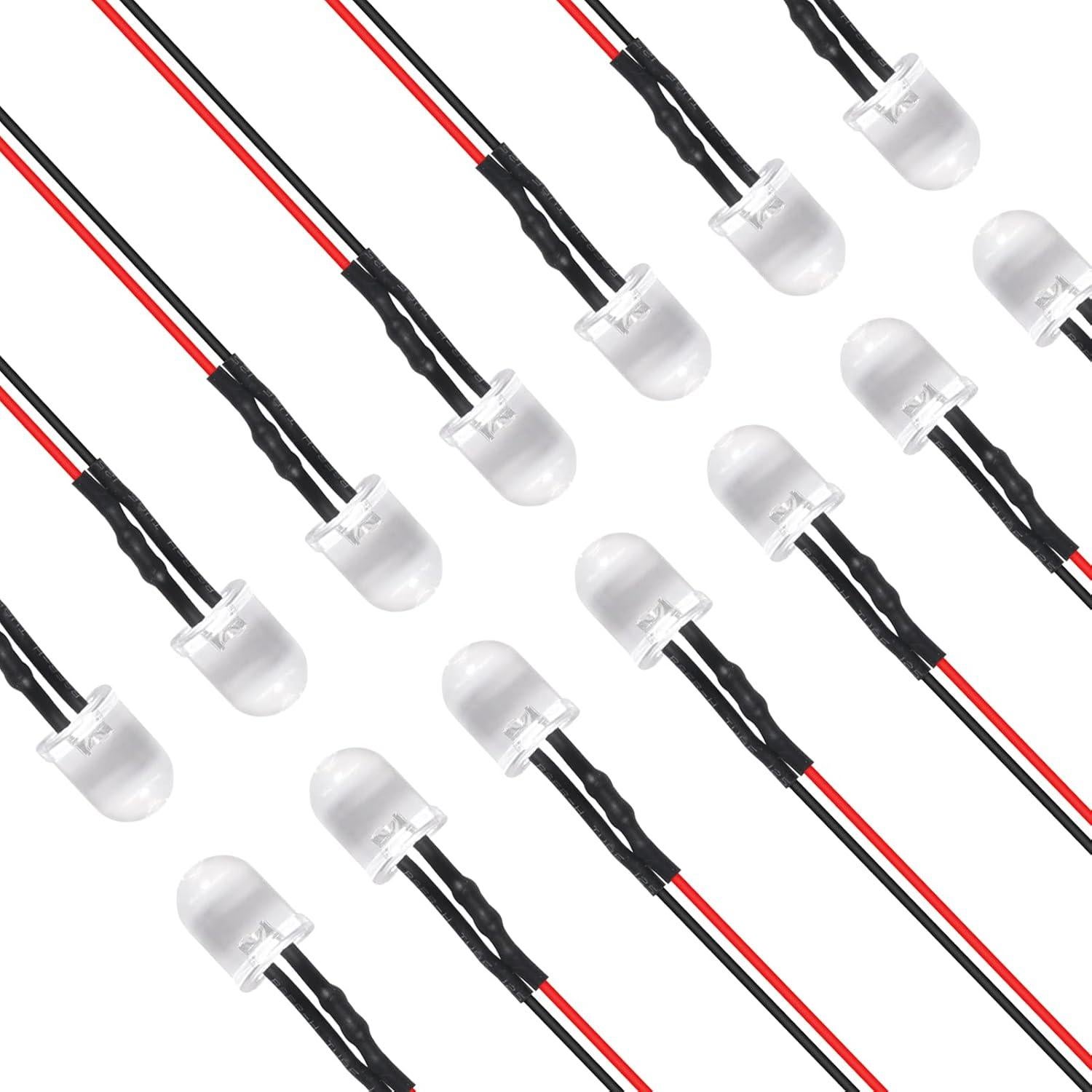 30 Diodos LED Pre Cableados 10mm Rojo 12V DORHEA para DIY