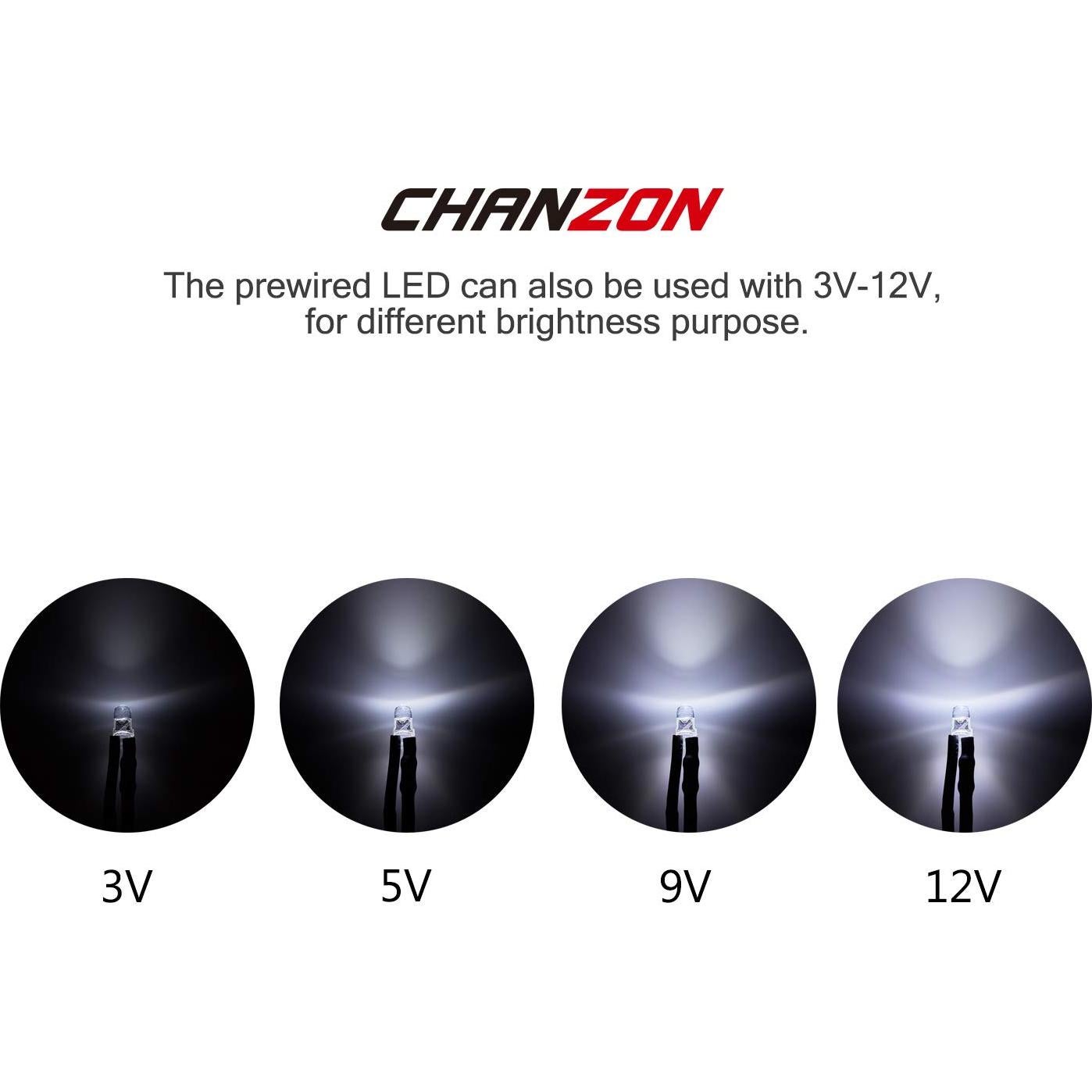 Diodo LED Pre-Cableado 20 pcs Chanzon 3mm Luz Blanca 12V