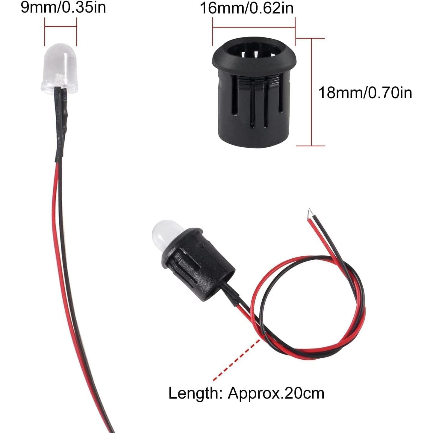 Set de 26 Diodos LED 12V 10mm Preconectados ATNSINC Blanco