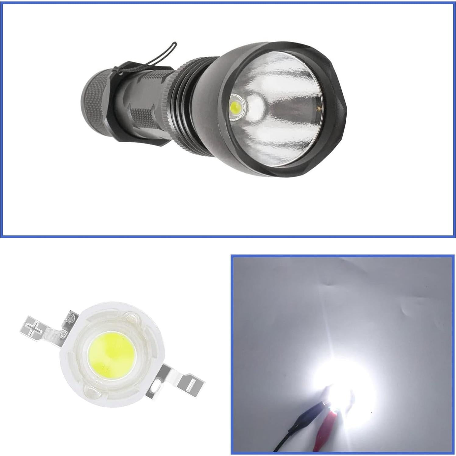 100 Chips LED de Alta Potencia eMagTech 1W Blanco 6500K