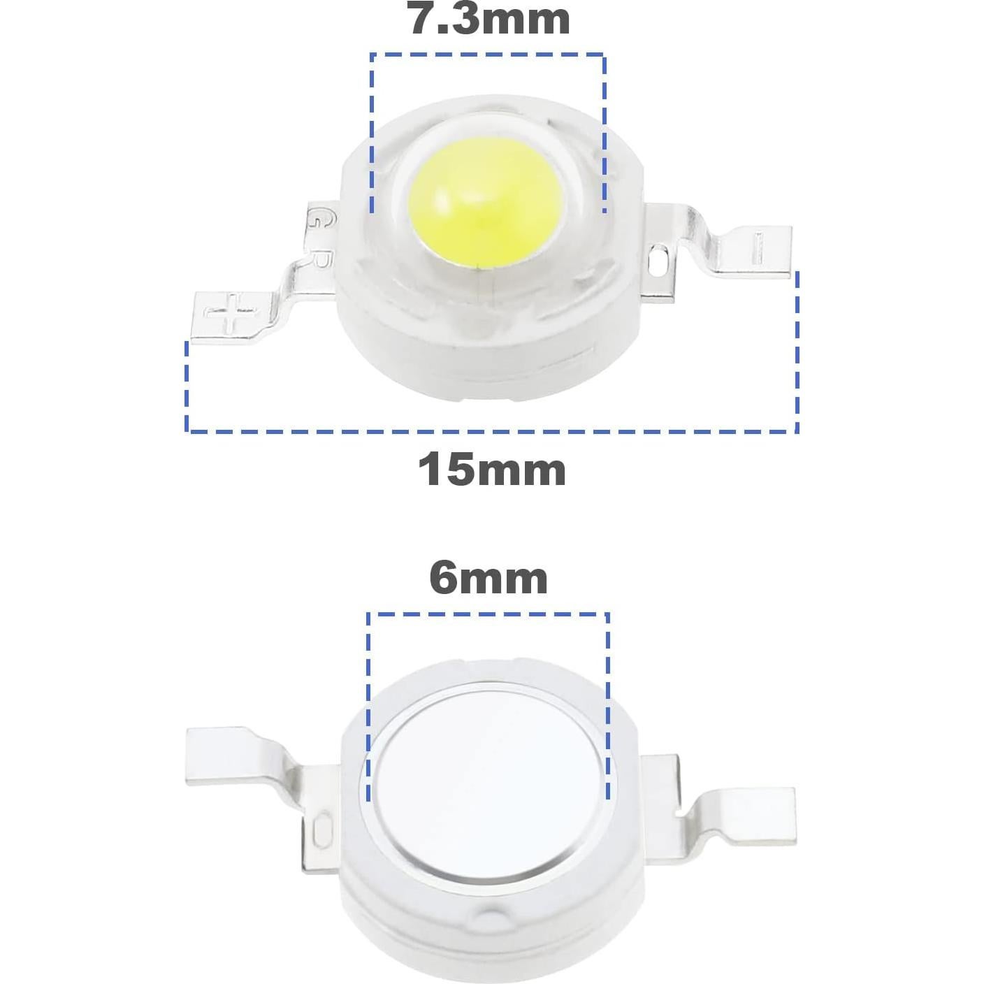 100 Chips LED de Alta Potencia eMagTech 1W Blanco 6500K
