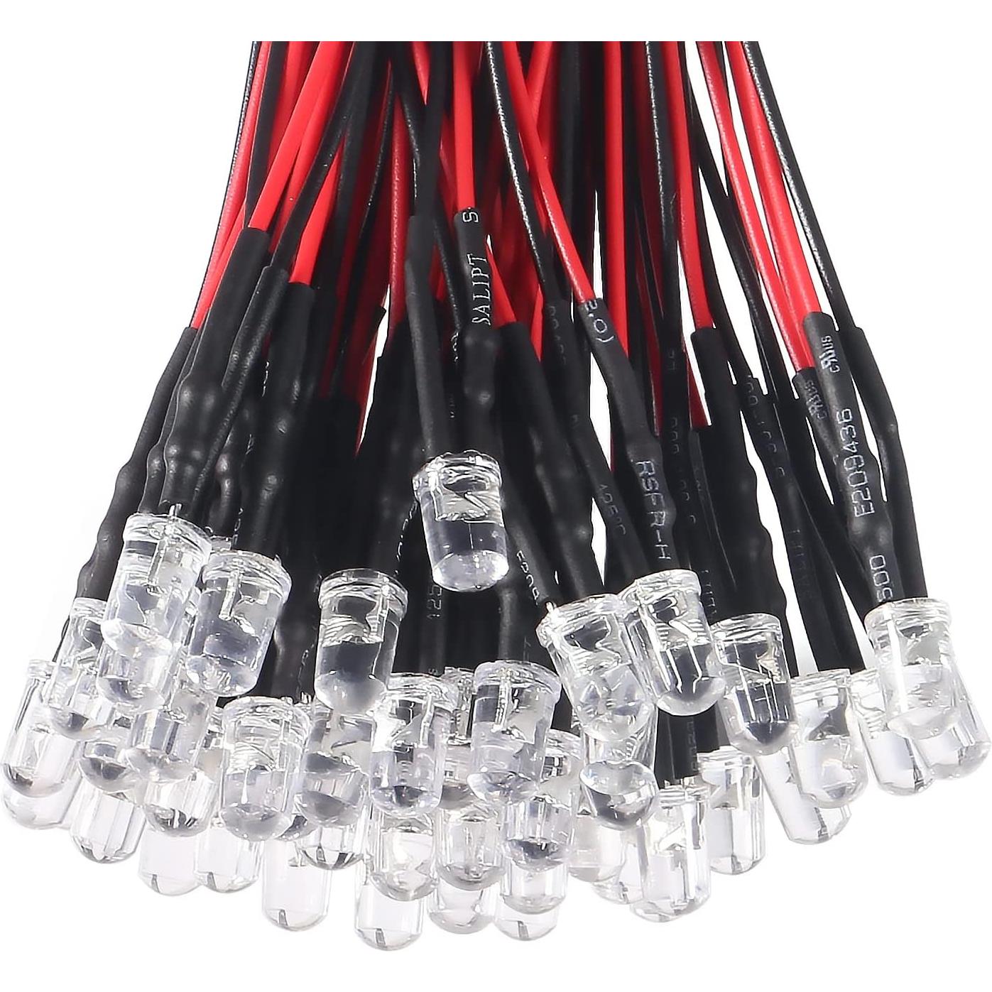 50 Diodos LED 5mm Pre Cableados DORHEA 12V Luz Multicolor