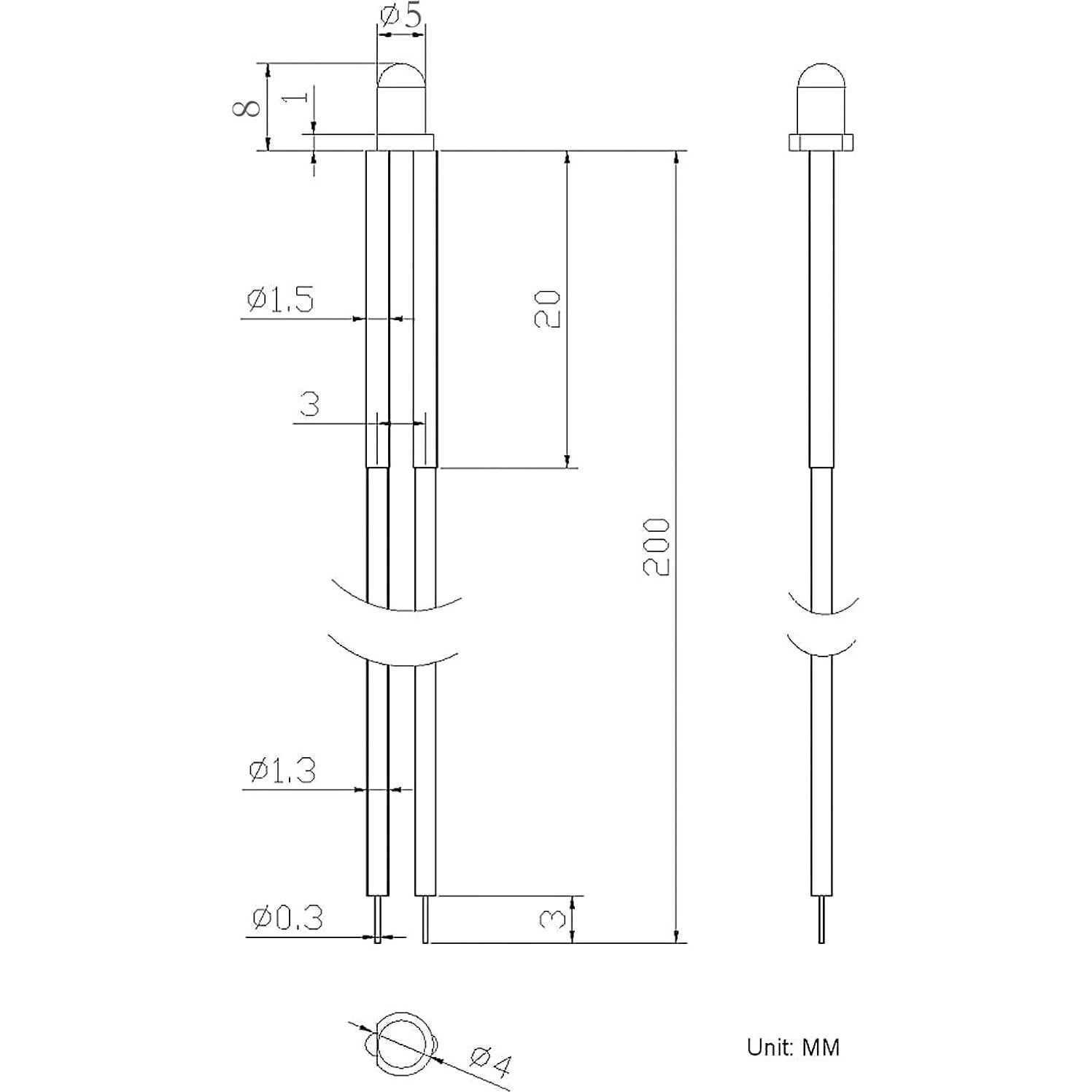 50 Diodos LED 5mm Pre Cableados DORHEA 12V Luz Multicolor