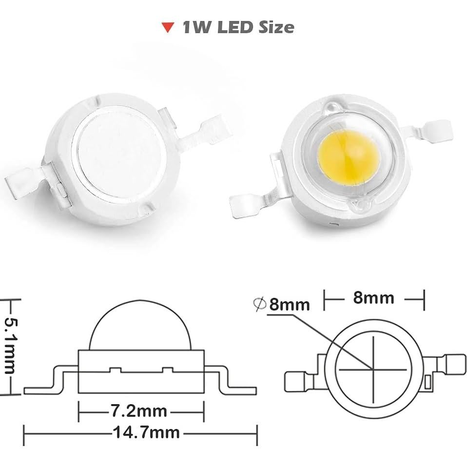 Chip LED Chanzon 10 pcs 1W Blanco Cálido 3000K-3500K