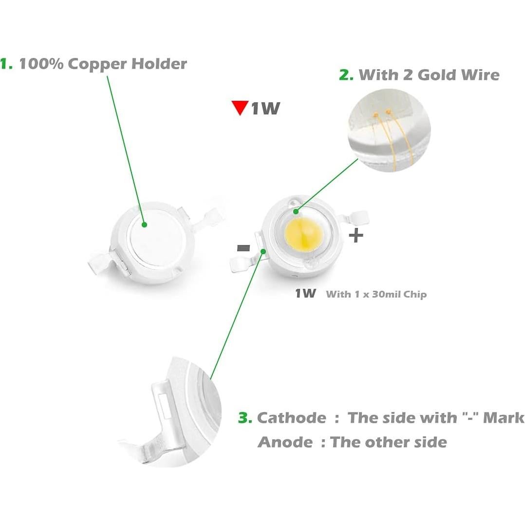 Chip LED Chanzon 10 pcs 1W Blanco Cálido 3000K-3500K