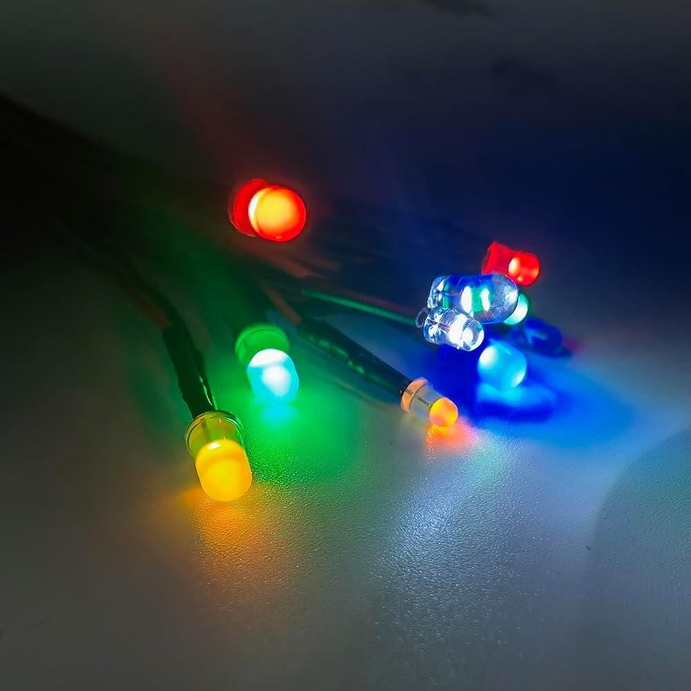 Kit 50 LEDs 12V Pre Cableados 3mm Difusos - 5 Colores