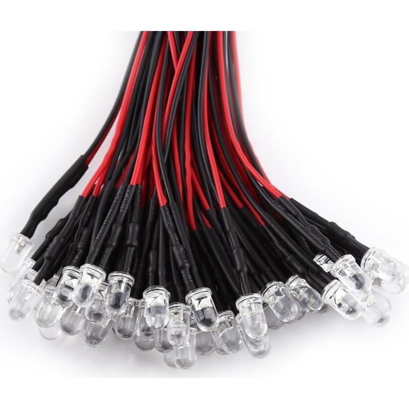 Diodos LED Pre Cableados YWBL-WH 50pcs 3/5/10mm Luz Blanca