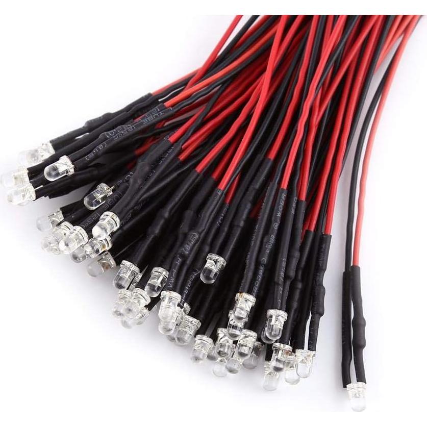 Diodos LED Pre Cableados YWBL-WH 50pcs 3/5/10mm Luz Blanca
