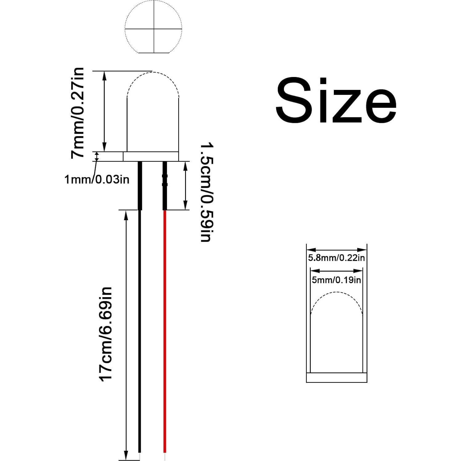 Kit 120 Diodos LED Pre Cableados 5mm Juasky 12V 6 Colores
