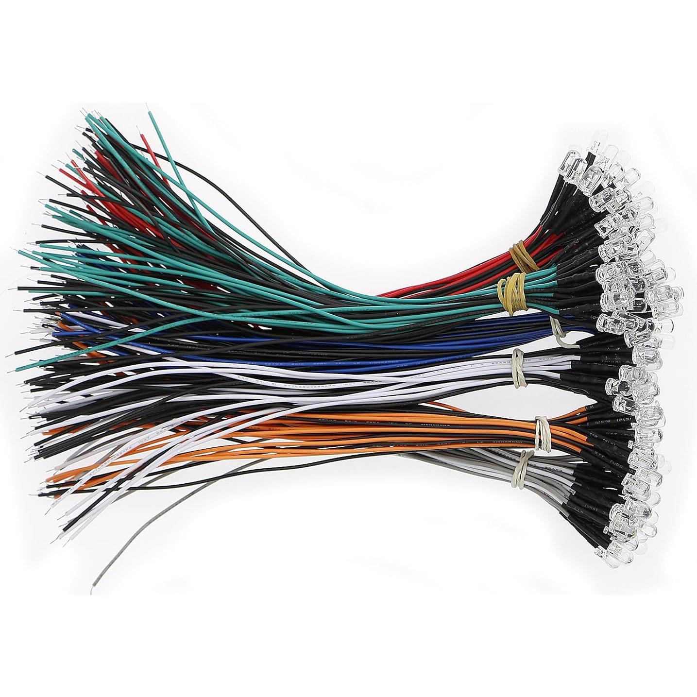 Kit 120 Diodos LED Pre Cableados 5mm Juasky 12V 6 Colores