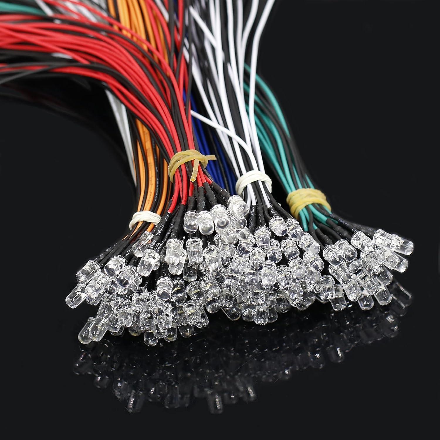 Kit 120 Diodos LED Pre Cableados 5mm Juasky 12V 6 Colores