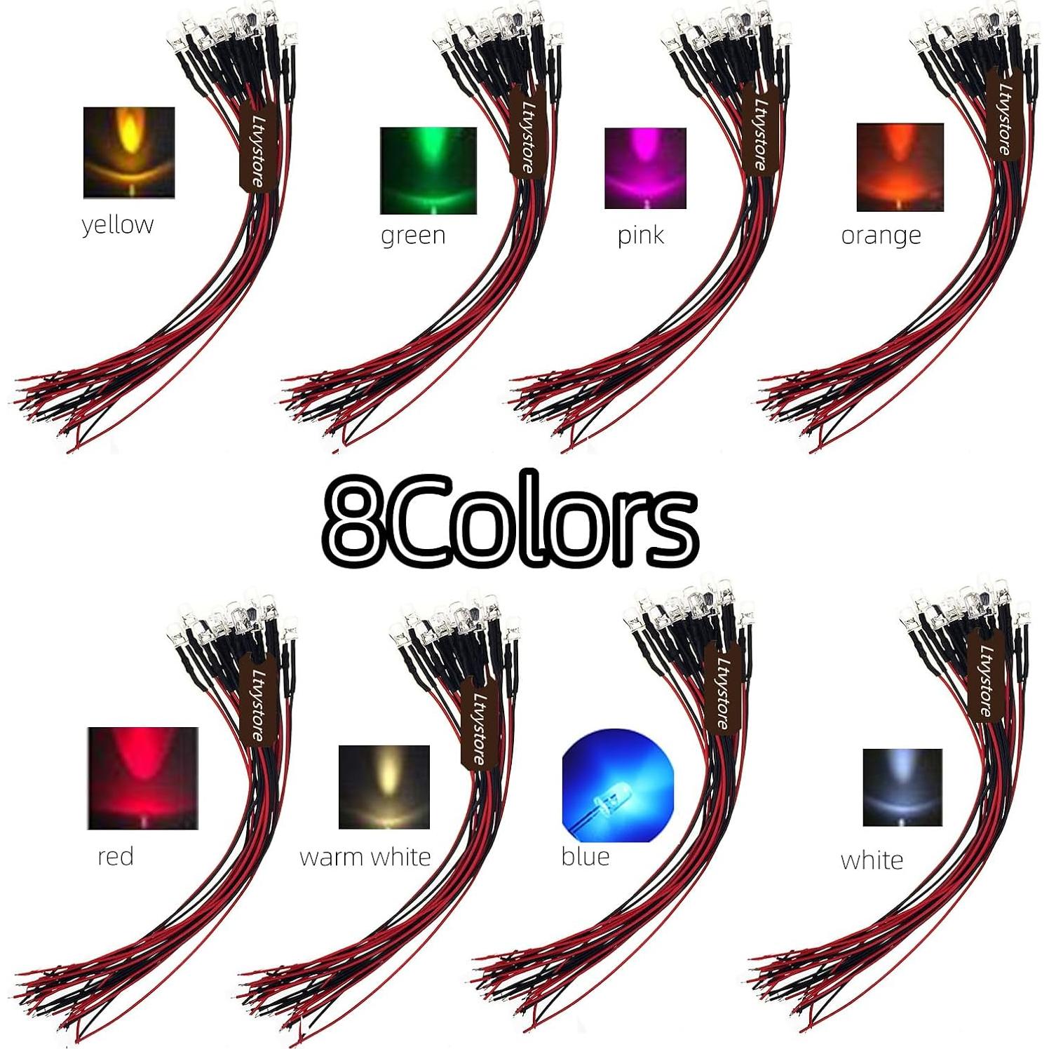 80 Piezas LED Pre Cableado 5MM Ltvystore 5V Colores Variados