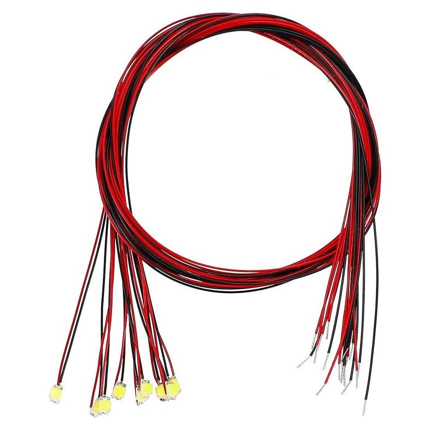 10 LEDs Preconectados uxcell 0805 Blanco 20cm DC2.8-3V