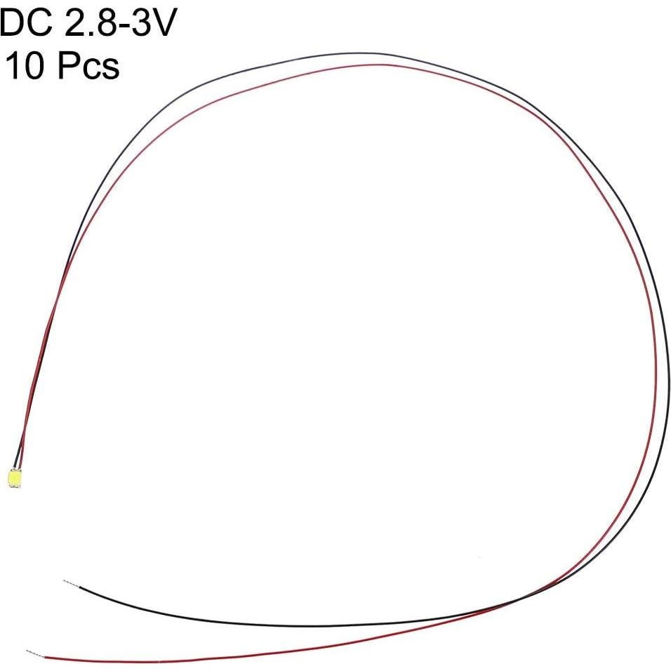 10 LEDs Preconectados uxcell 0805 Blanco 20cm DC2.8-3V