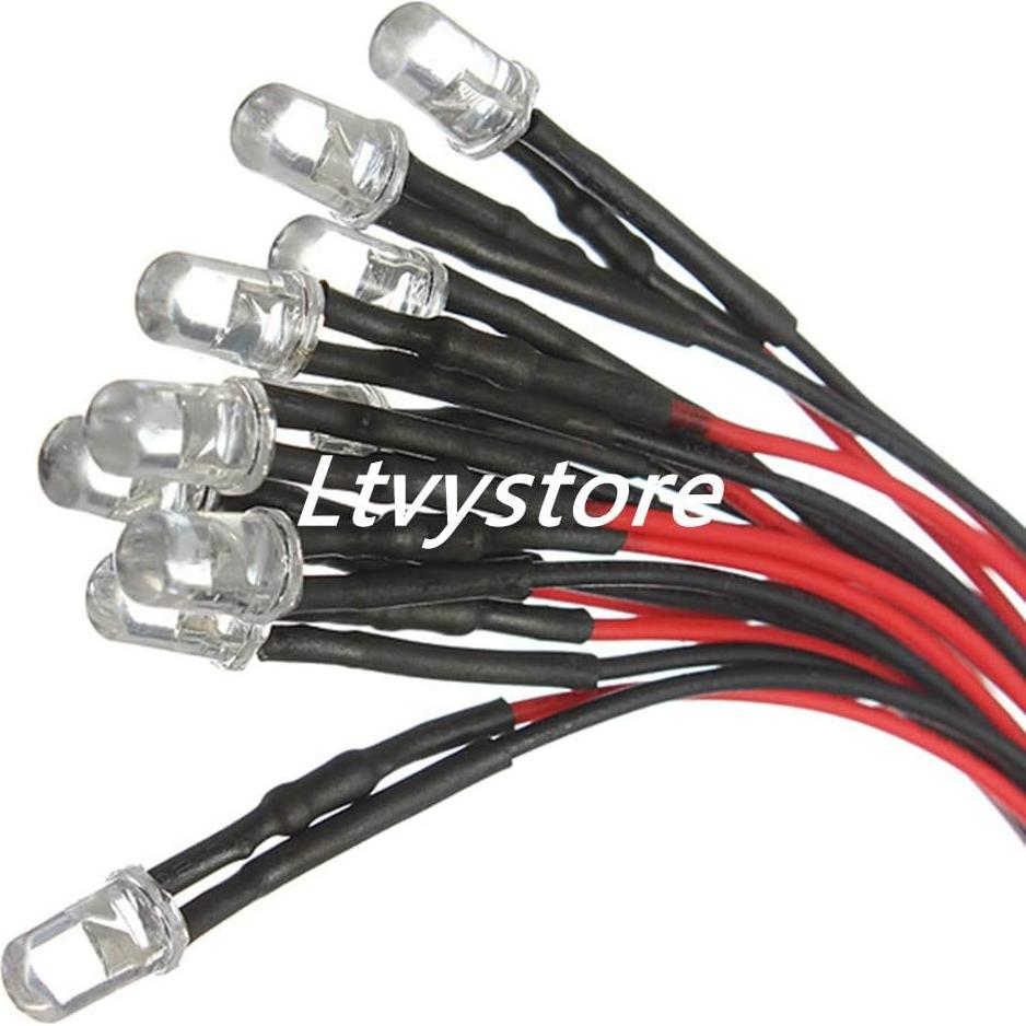 100 Pcs LED Pre Cableado 5mm Ltvystore 12V 20cm 5 Colores