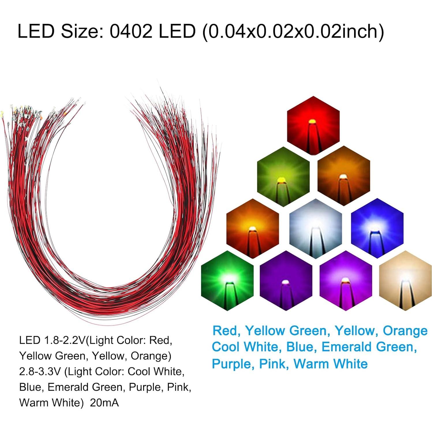 Juego de Micro LED Pre-cableado PATIKIL 100 Piezas 25 cm