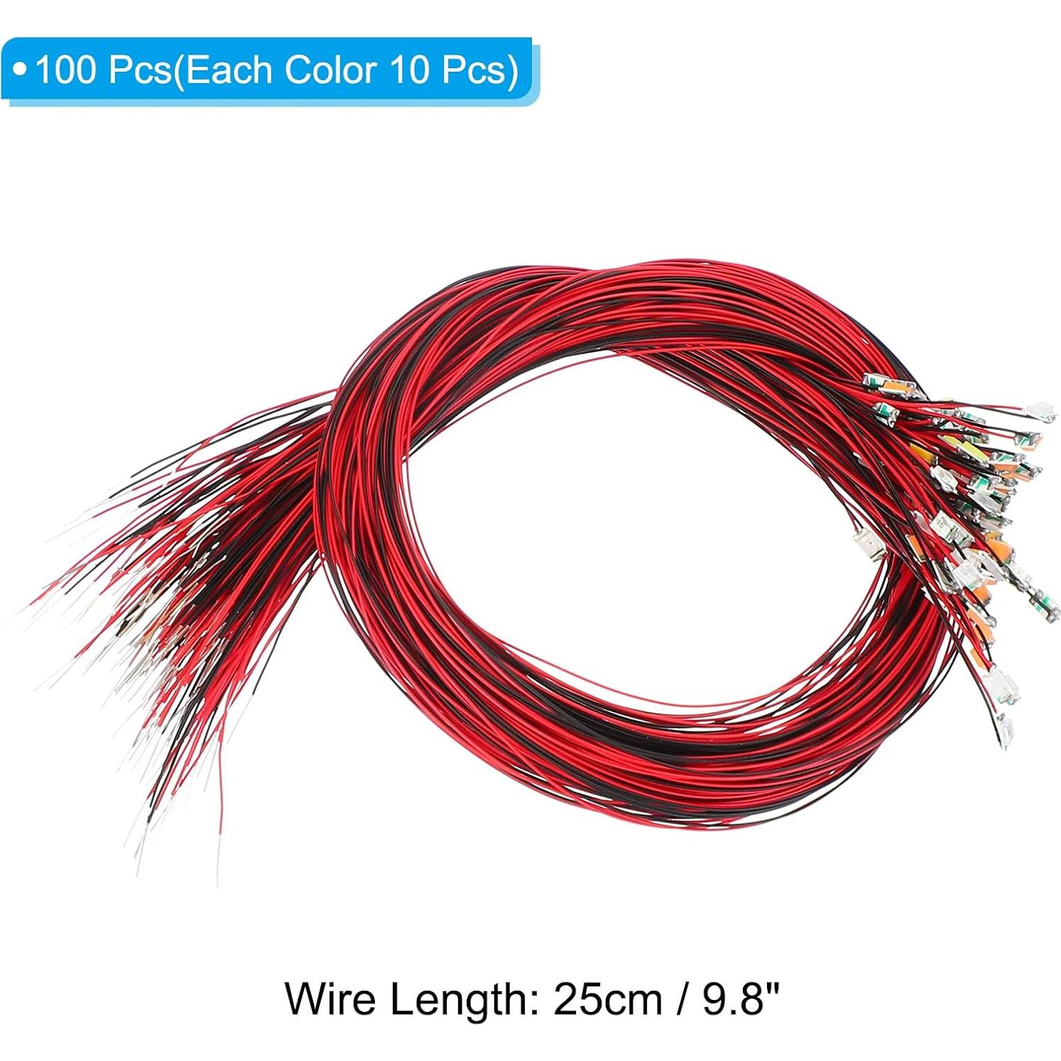 Juego de Micro LED Pre-cableado PATIKIL 100 Piezas 25 cm