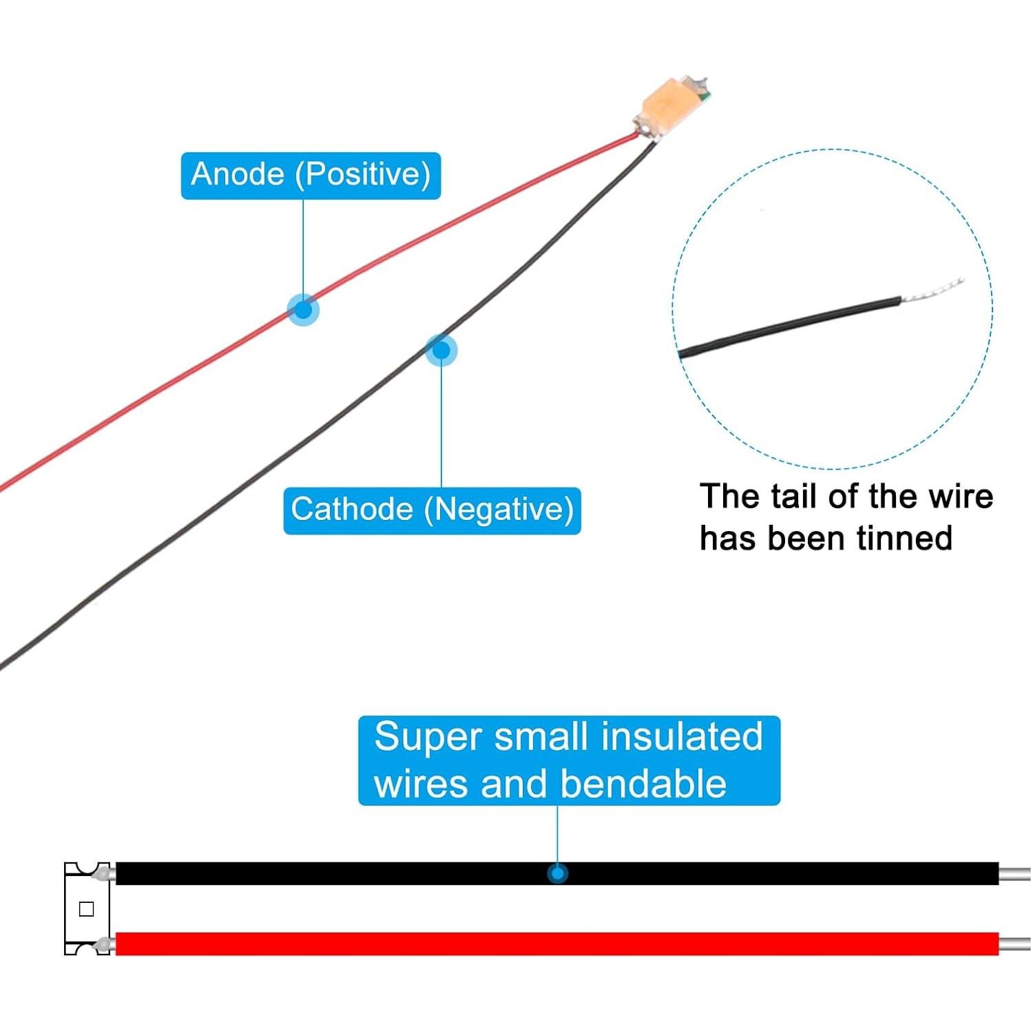 Juego de Micro LED Pre-cableado PATIKIL 100 Piezas 25 cm