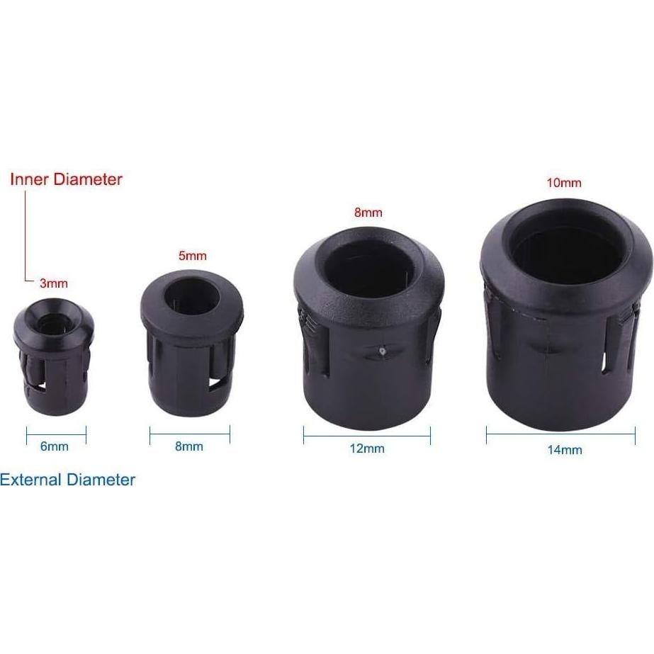 Portalámparas LED Eujgoov 50Pcs 3mm 5mm 8mm 10mm Plástico Negro