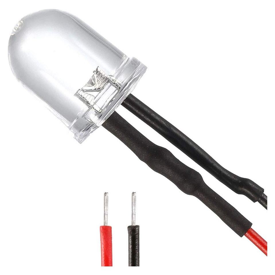 10 Piezas LED Pre Cableados 10mm uxcell Blanco Cálido DC12V