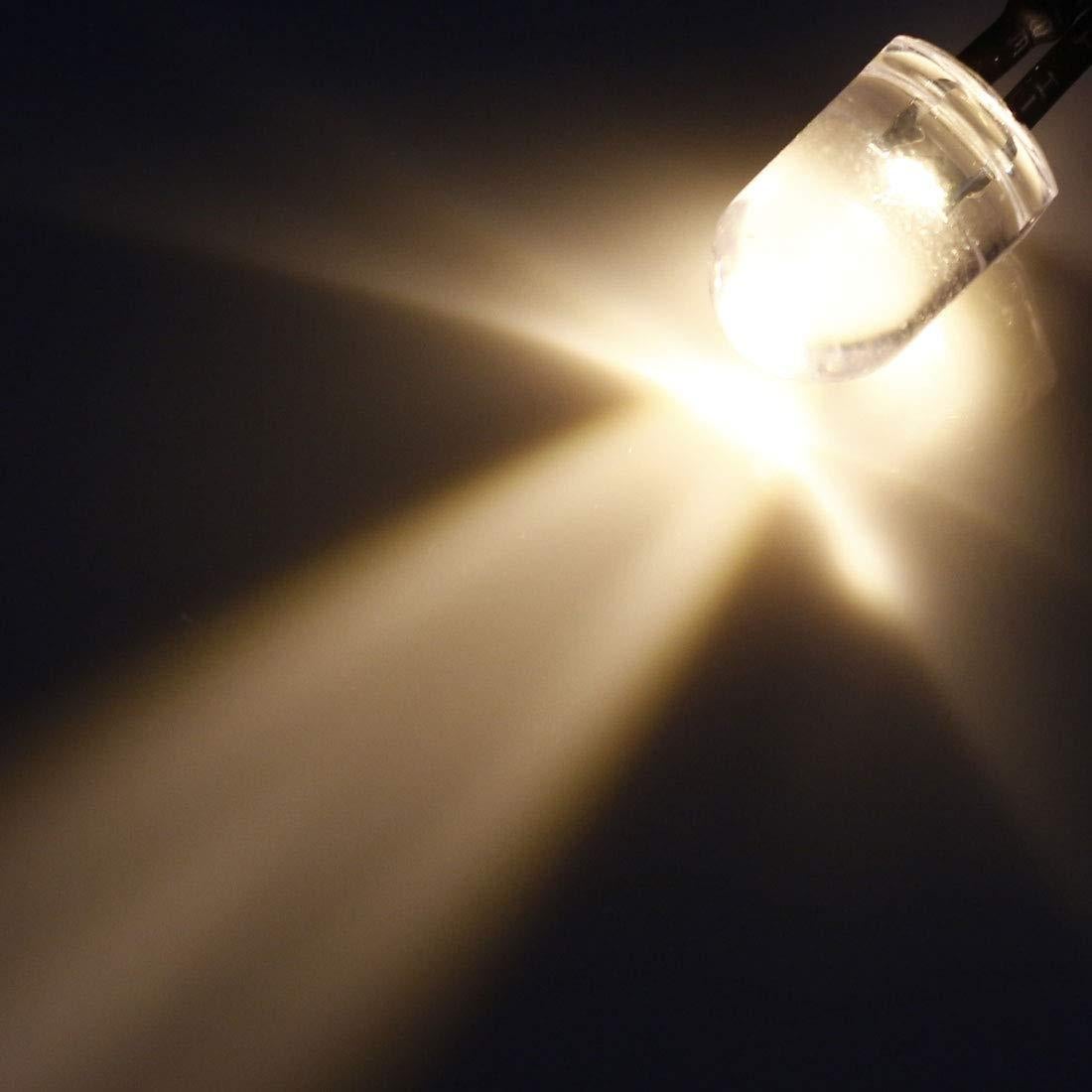 10 Piezas LED Pre Cableados 10mm uxcell Blanco Cálido DC12V