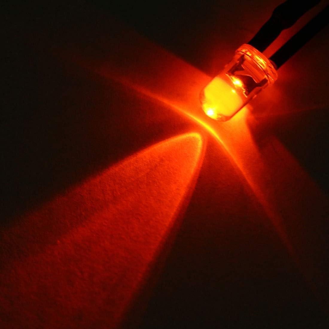 20 Piezas LED 3mm Pre Cableados uxcell Rojo 20cm DC3-5V