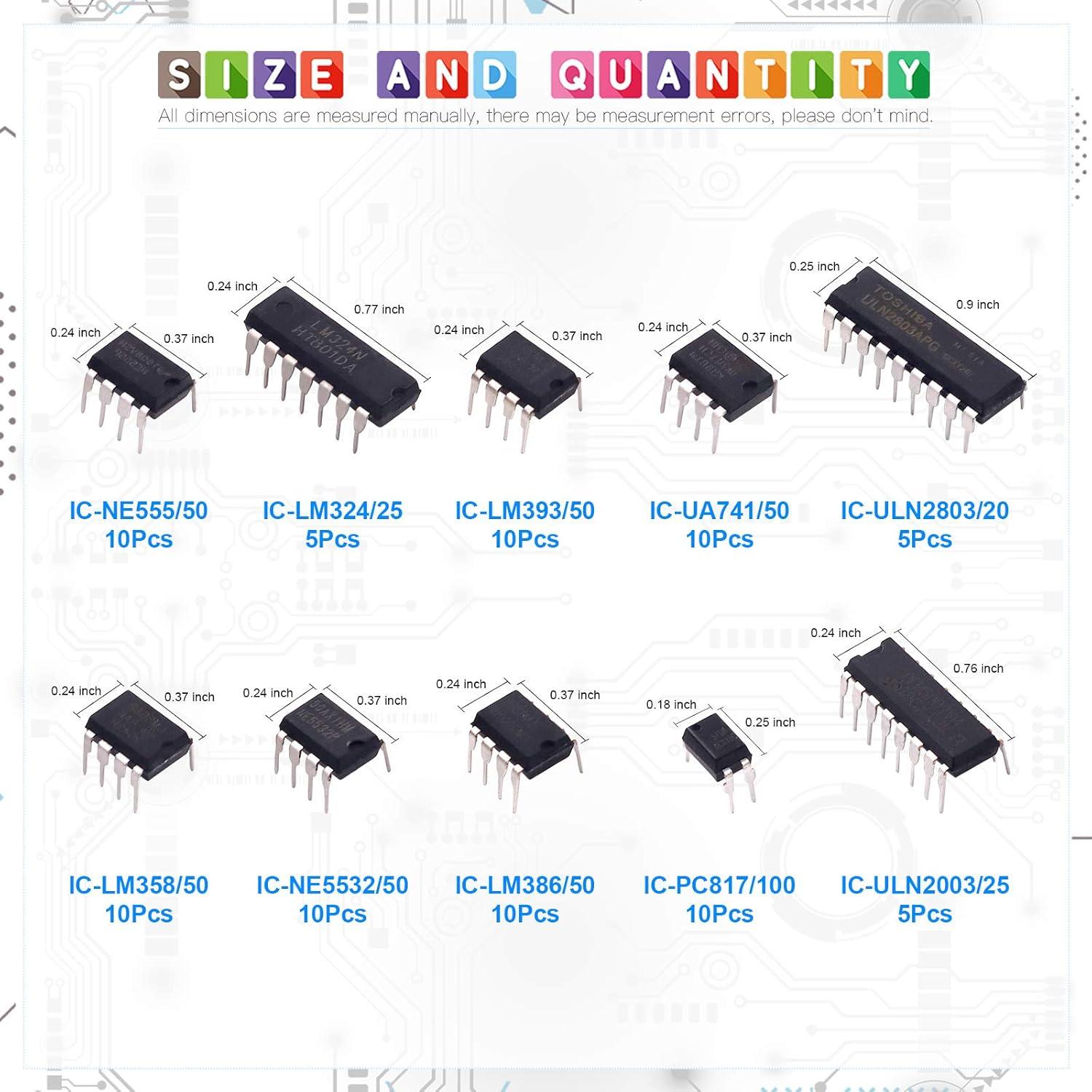 Kit de Circuitos Integrados IC Glarks 85 Piezas - Amplificadores y Temporizadores