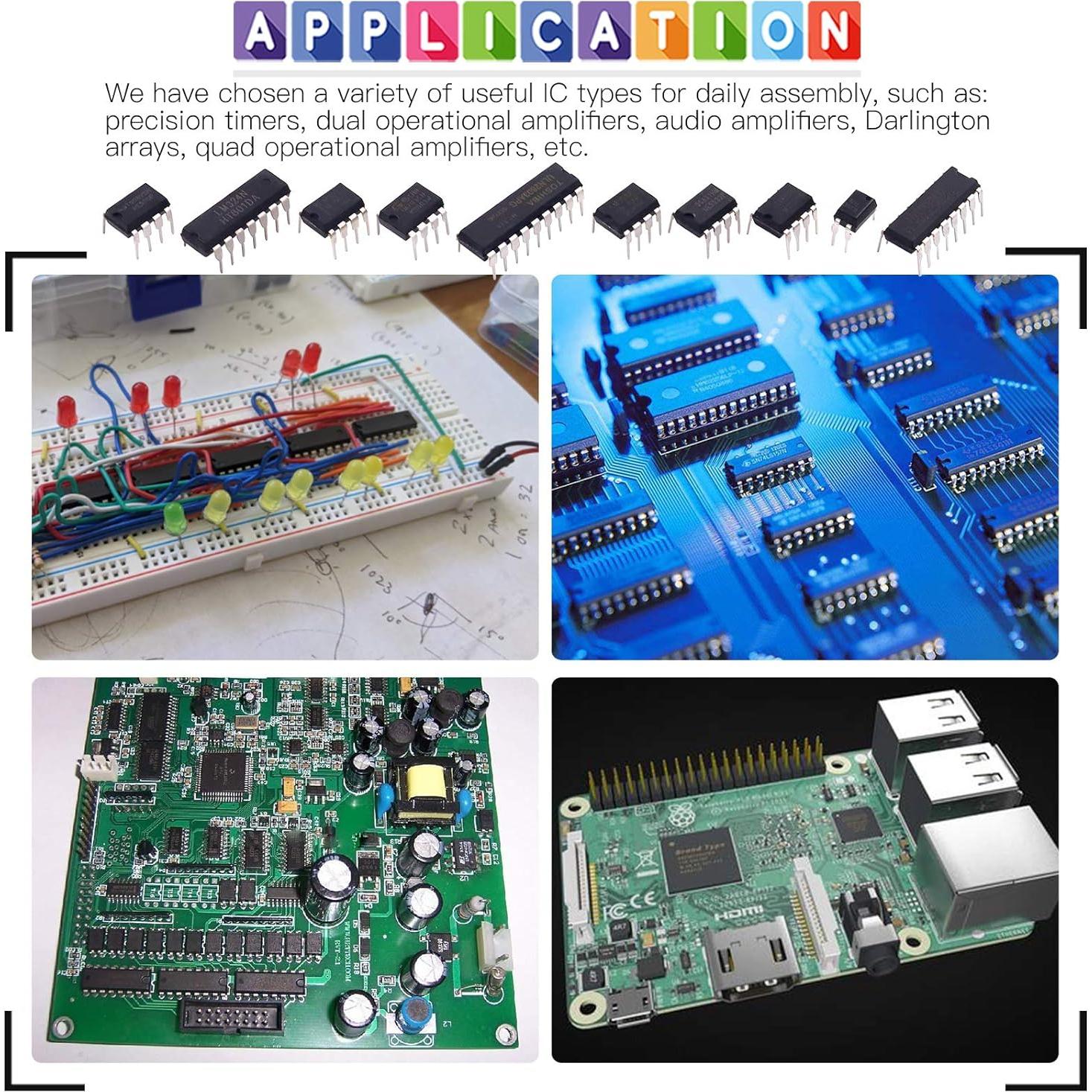 Kit de Circuitos Integrados IC Glarks 85 Piezas - Amplificadores y Temporizadores