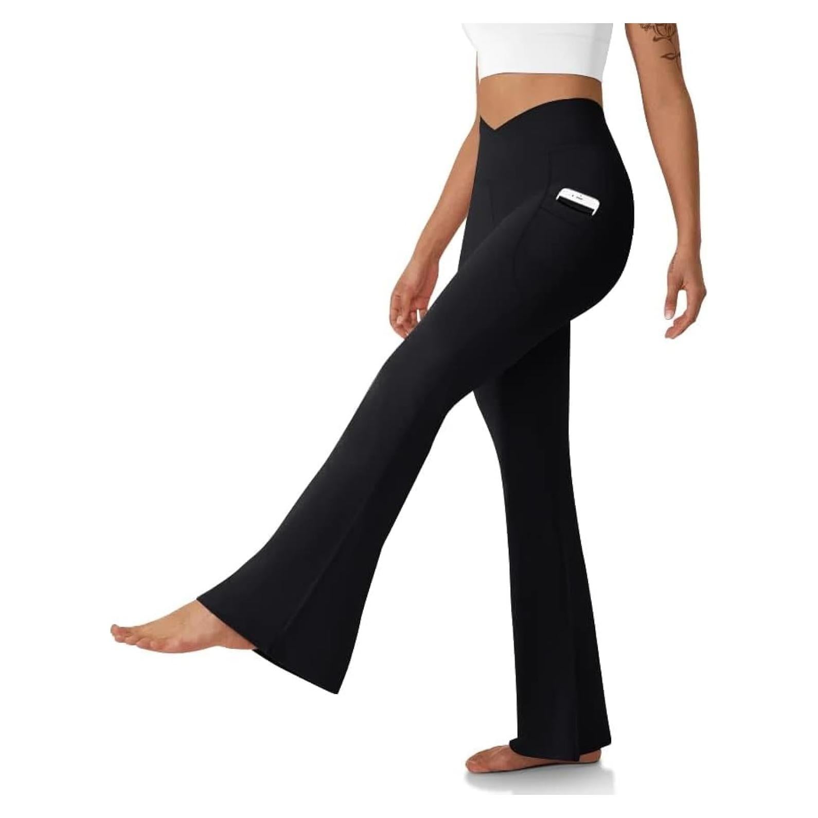 Leggings de campana Dlooda para mujer con bolsillos - Negro
