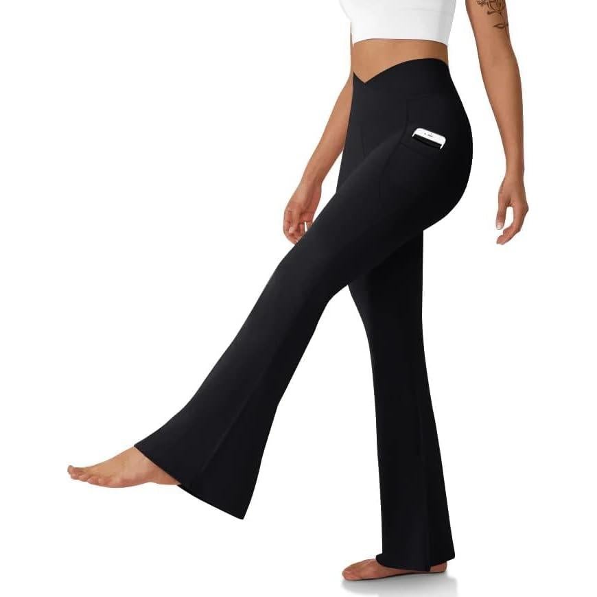 Leggings de campana Dlooda para mujer con bolsillos - Negro