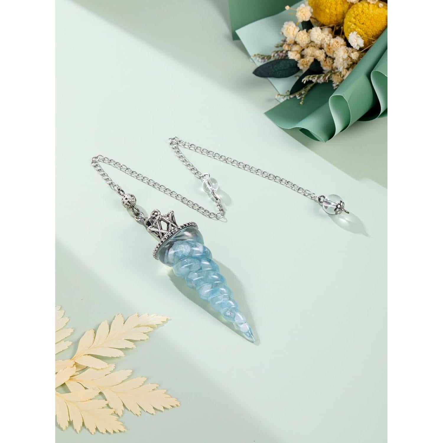 Péndulo de Cristal Acuamarina Jovivi para Reiki y Meditación