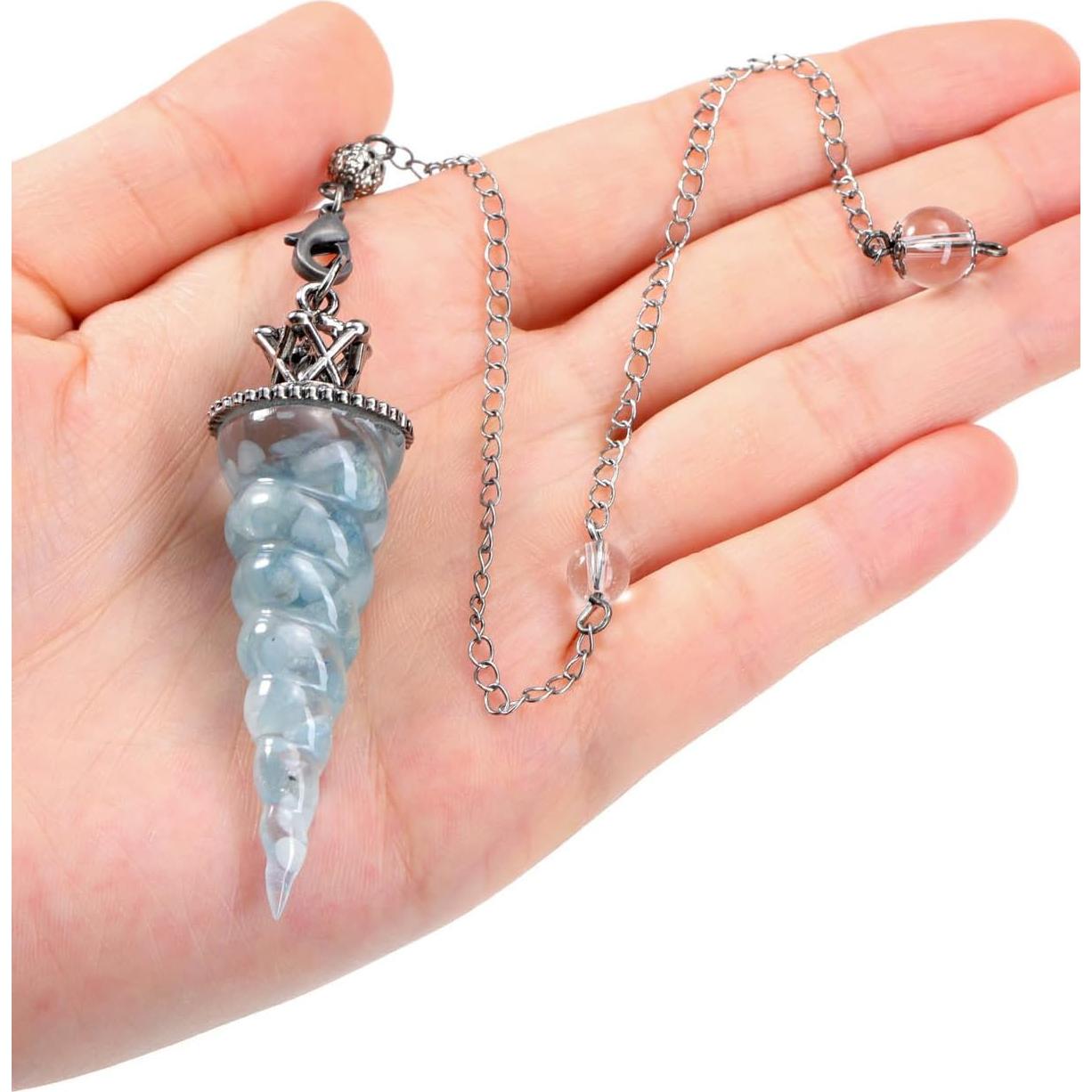 Péndulo de Cristal Acuamarina Jovivi para Reiki y Meditación