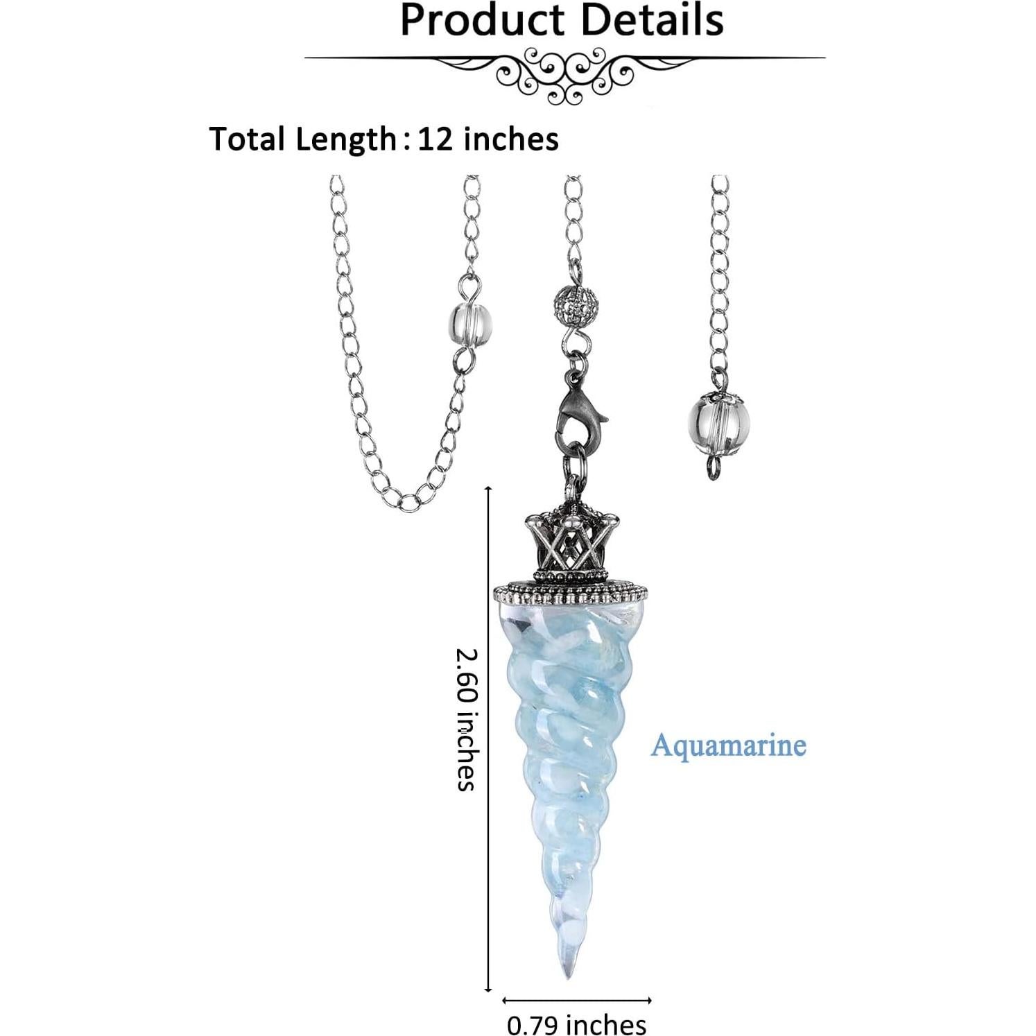 Péndulo de Cristal Acuamarina Jovivi para Reiki y Meditación