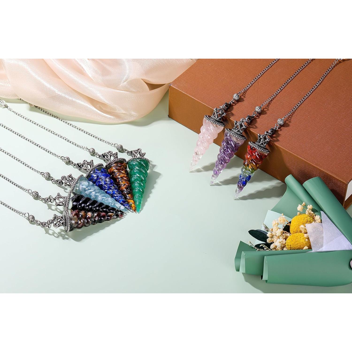 Péndulo de Cristal Acuamarina Jovivi para Reiki y Meditación