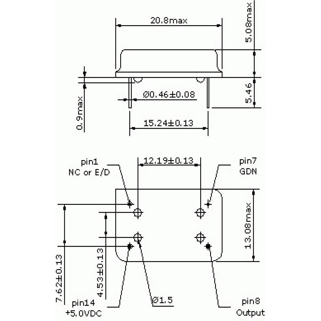 Oscilador de Cristal 27 MHz Tongxiang DIP14 3V3-5V 2 PCS