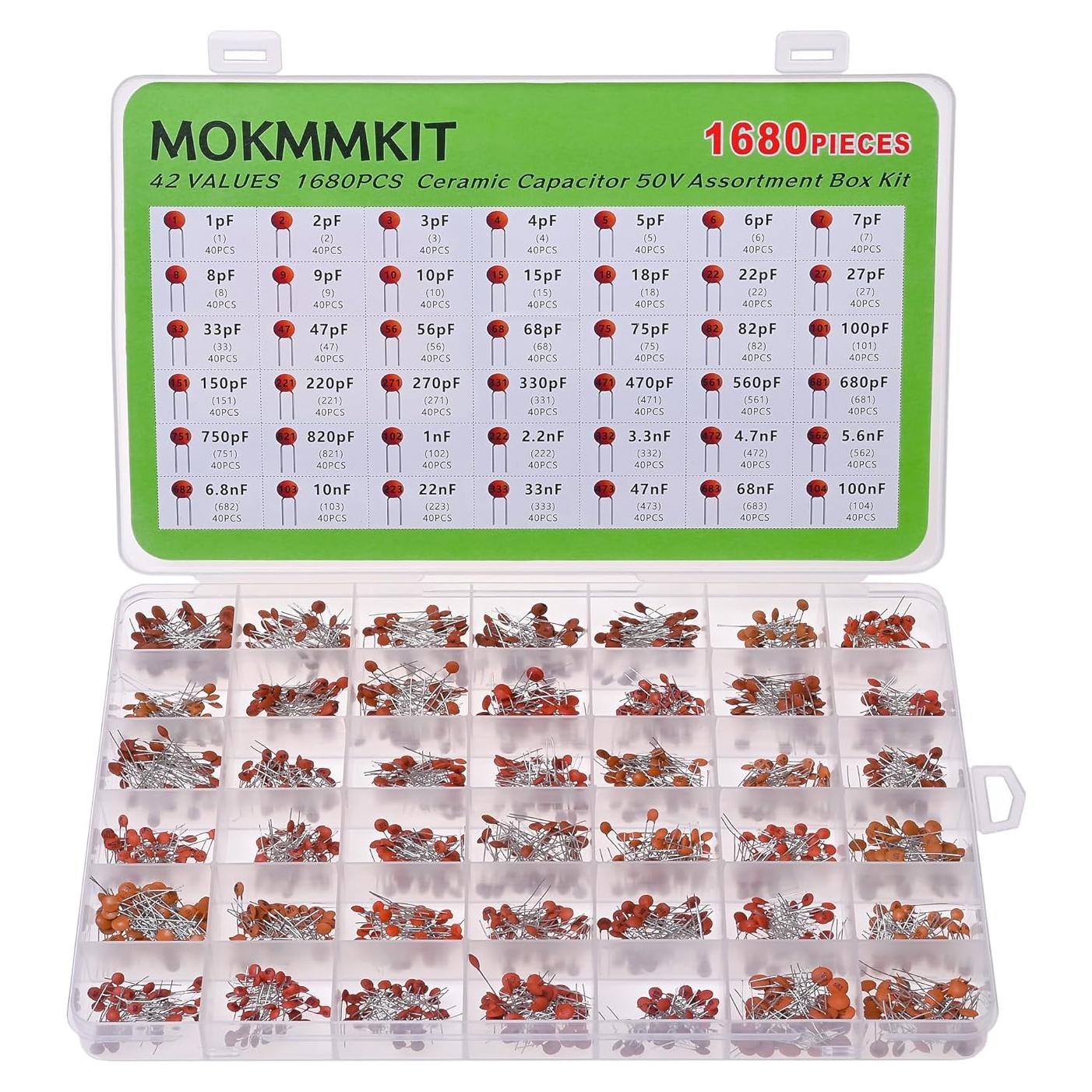 Kit de Capacitores Cerámicos MOKMMKIT 1680 Piezas 1pF a 100nF 50V