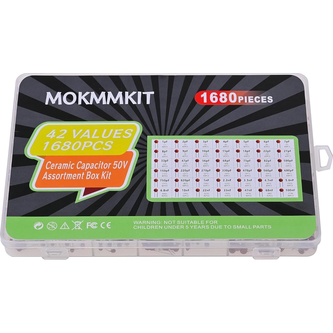 Kit de Capacitores Cerámicos MOKMMKIT 1680 Piezas 1pF a 100nF 50V