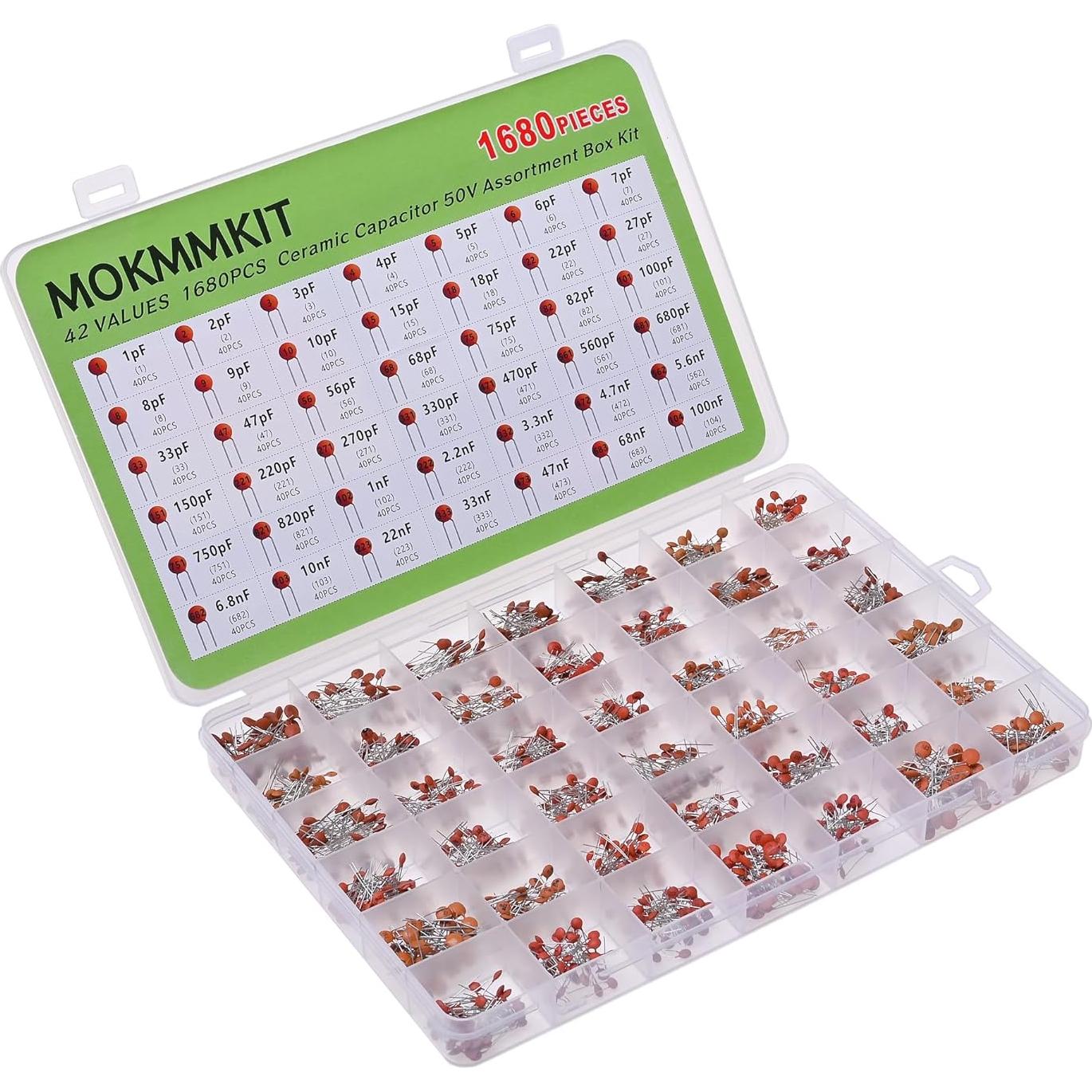 Kit de Capacitores Cerámicos MOKMMKIT 1680 Piezas 1pF a 100nF 50V