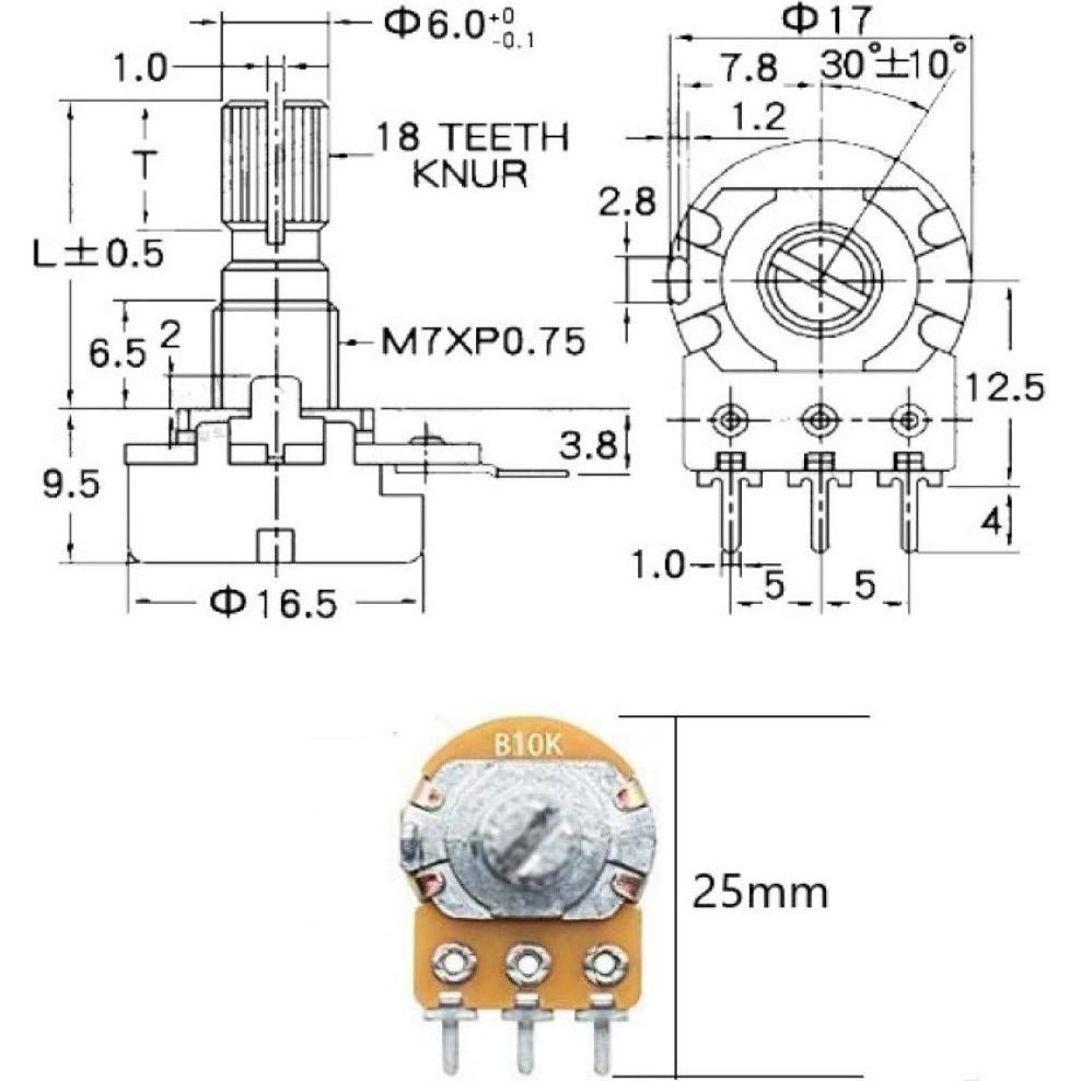 Kit de Potenciómetro Rotativo Lineal 21 Piezas DaFuRui