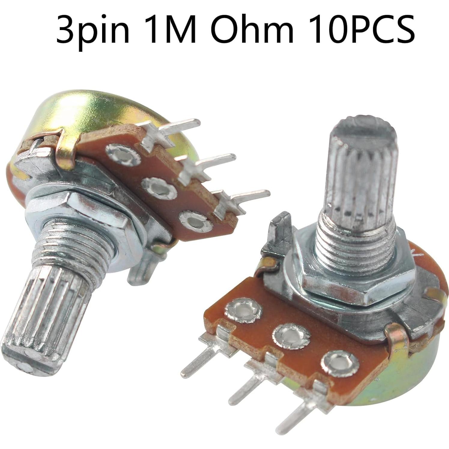 10 Pcs Potenciometro Lineal WH148 1M Ohm 15mm Eje Yetaida