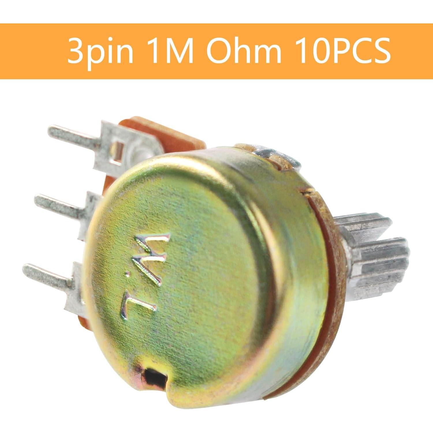 10 Pcs Potenciometro Lineal WH148 1M Ohm 15mm Eje Yetaida