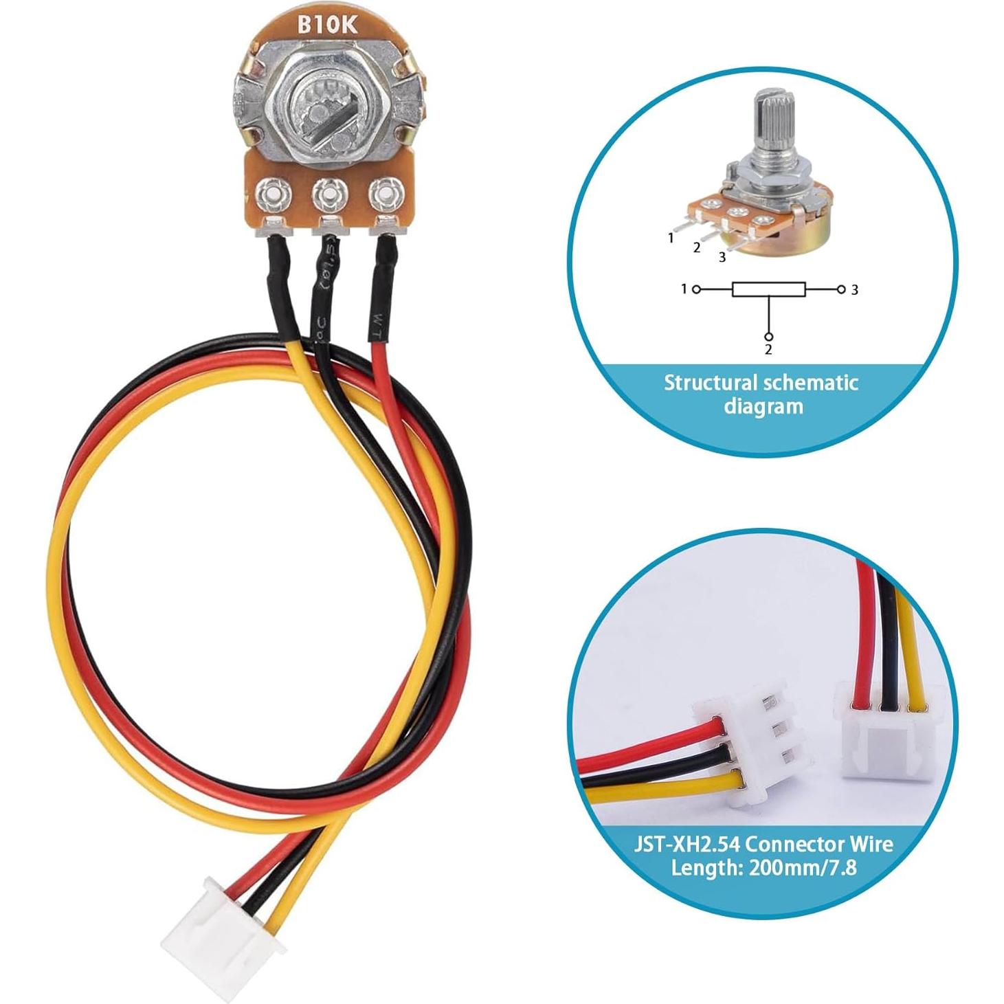 5 Piezas Potenciómetro Rotativo Lineal WH148 5K 10K 50K