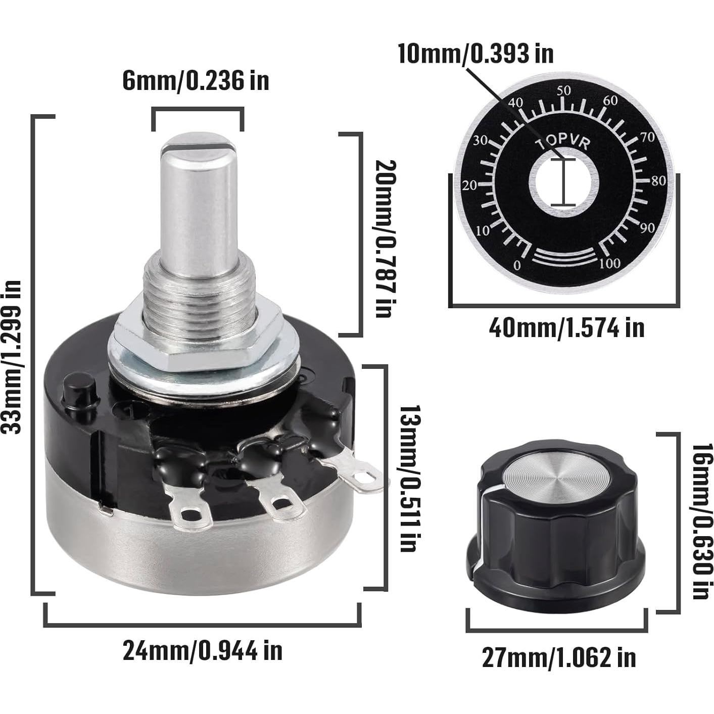 Potenciómetro ALLECIN RV24YN20S B502 5K 5000 Ohm - Paquete 6