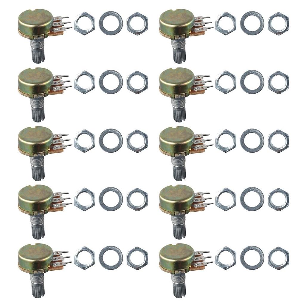 10 Potenciómetros Lineales Rotativos 500 Ohm AllGIFT