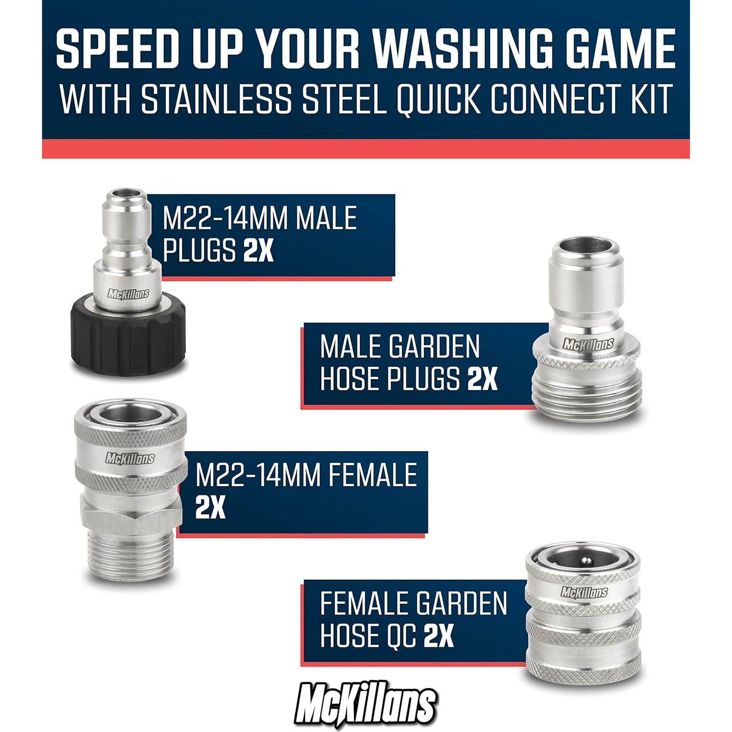 Kit de Conexión Rápida McKillans M22-14mm Acero Inoxidable