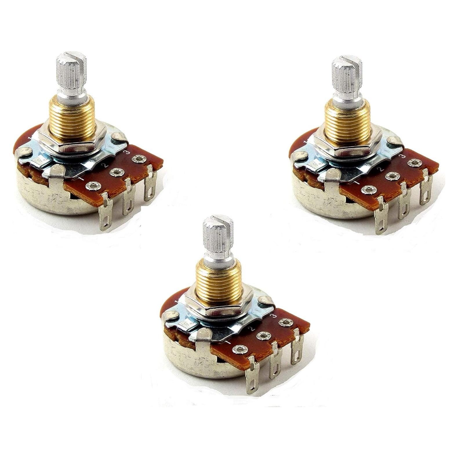 Juego de 3 Potenciómetros de Audio Bourns 250K Eje Corto