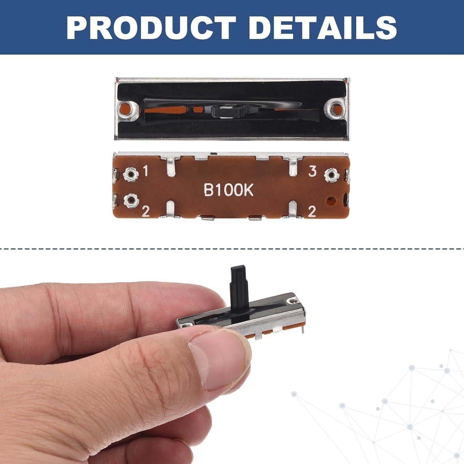 Potenciometro Lineal 5Pcs B100K 35mm MECCANIXITY